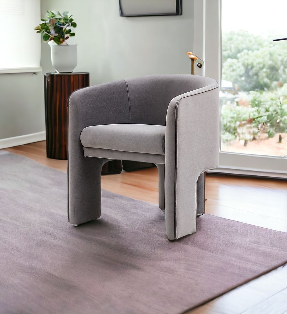 24" Dark Slate Gray Velvet Barrel Chair HomeRoots