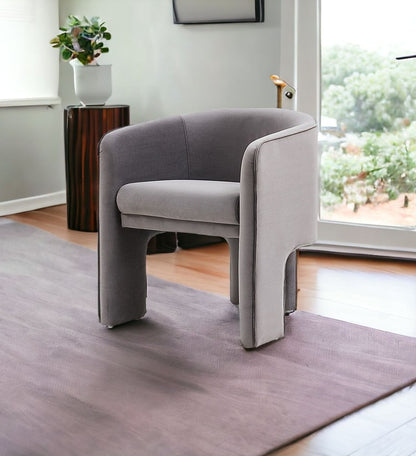 24" Dark Slate Gray Velvet Barrel Chair HomeRoots
