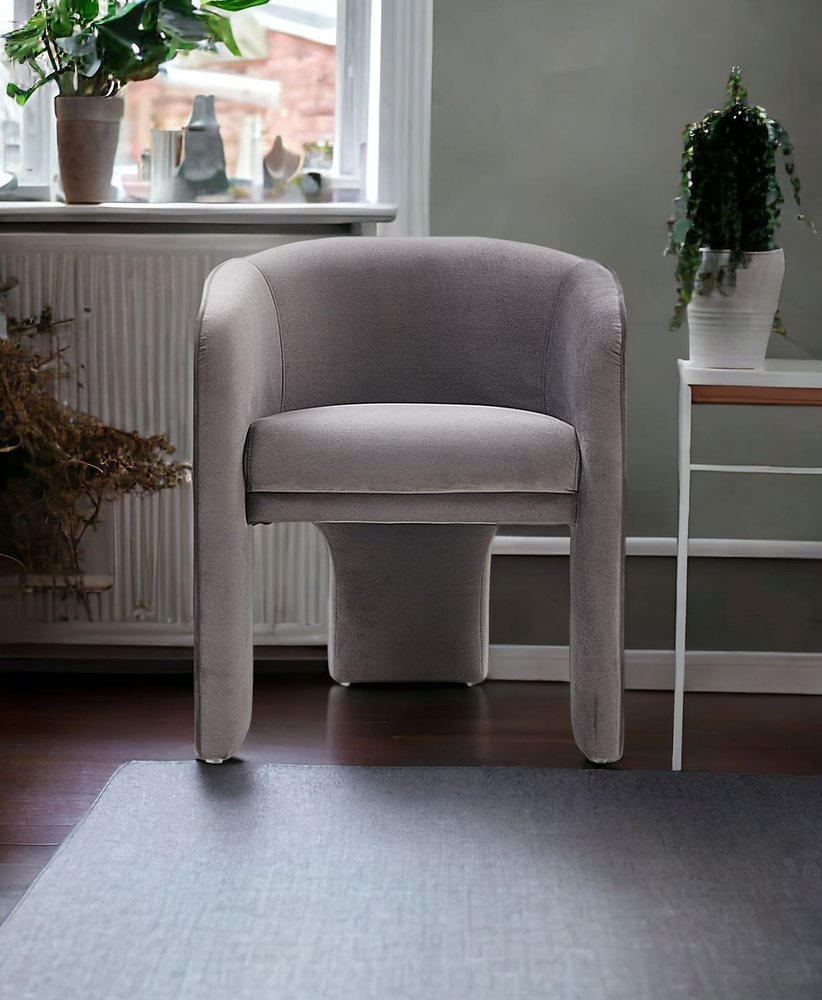 24" Dark Slate Gray Velvet Barrel Chair HomeRoots