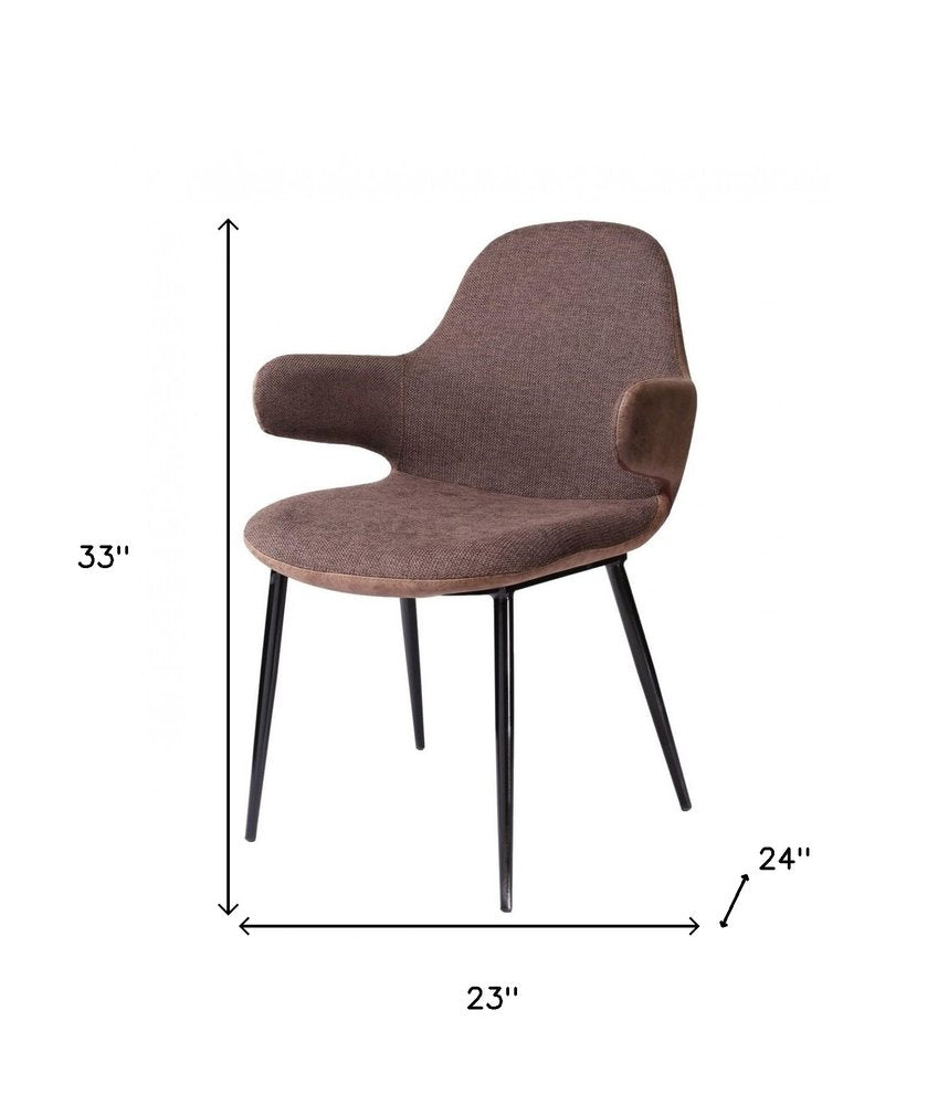 23" Brown And Black Upholstered Arm Chair HomeRoots