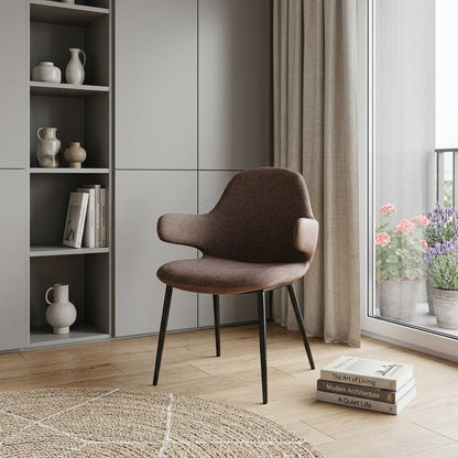 23" Brown And Black Upholstered Arm Chair HomeRoots