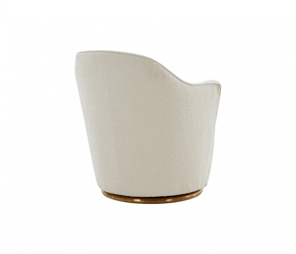 29" White And Gold Upholstered Swivel Barrel Chair HomeRoots