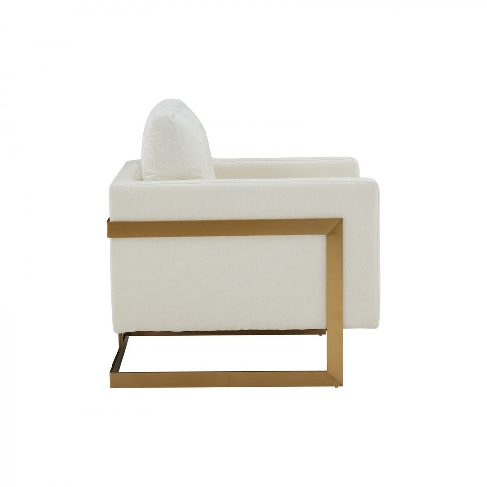 34" Cream And Gold Upholstered Arm Chair HomeRoots