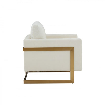34" Cream And Gold Upholstered Arm Chair HomeRoots