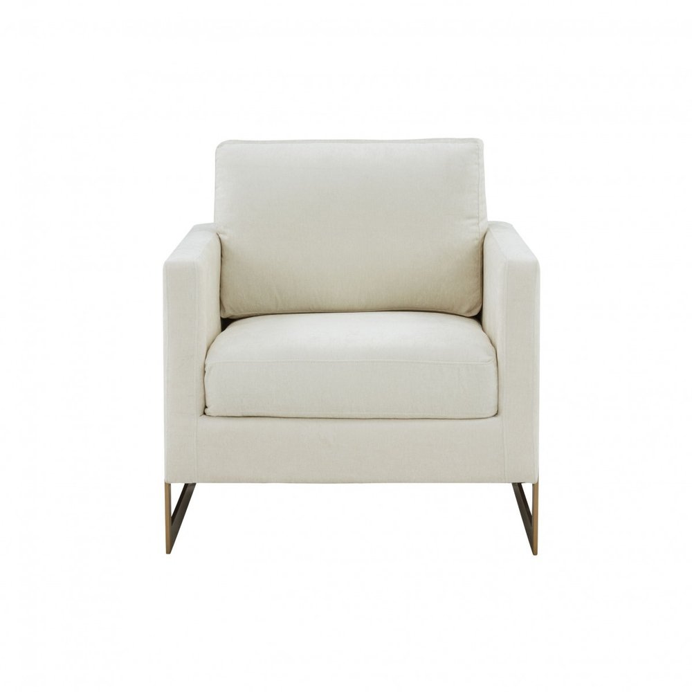 34" Cream And Gold Upholstered Arm Chair HomeRoots