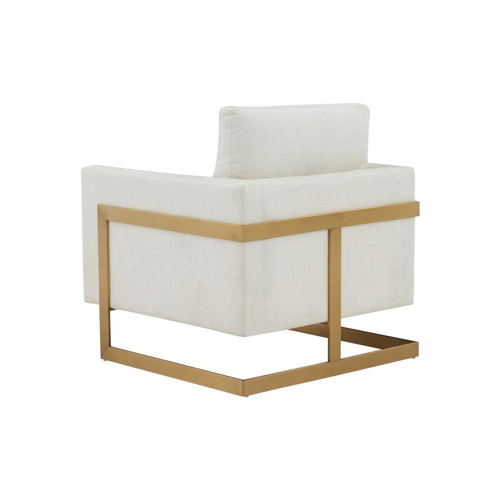 34" Cream And Gold Upholstered Arm Chair HomeRoots