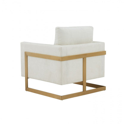34" Cream And Gold Upholstered Arm Chair HomeRoots