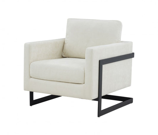 31" Cream And Black Fabric Club Chair