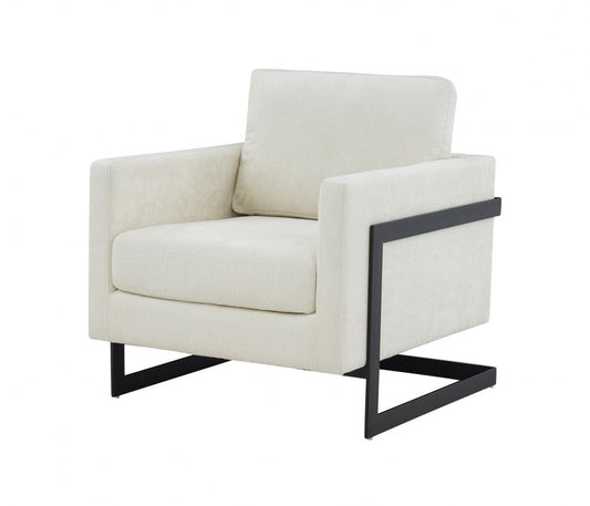 31" Cream And Black Fabric Club Chair HomeRoots