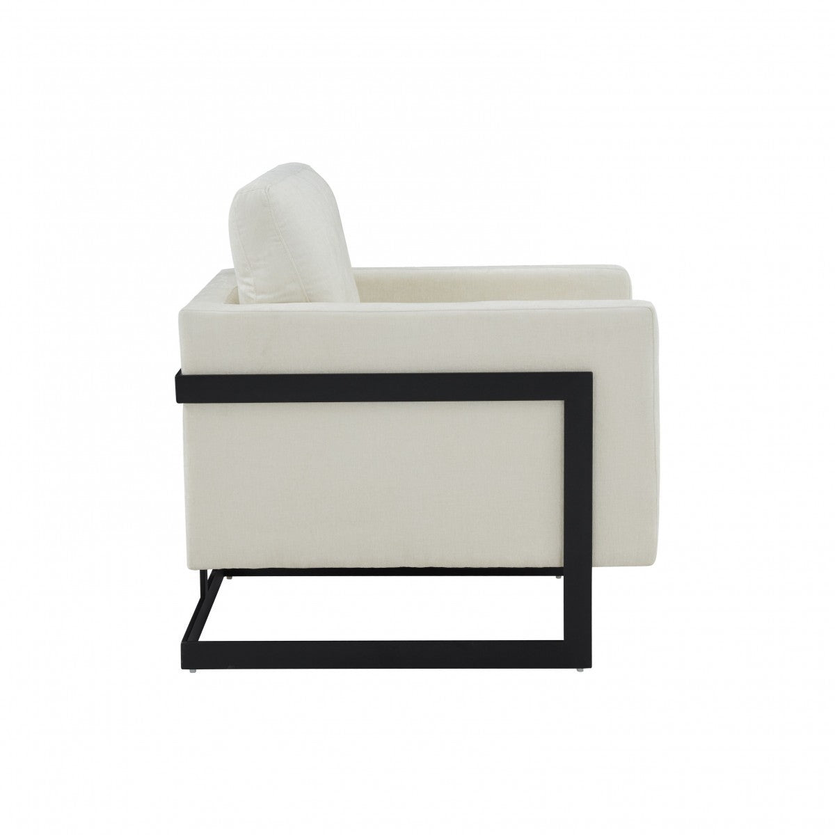 31" Cream And Black Fabric Club Chair