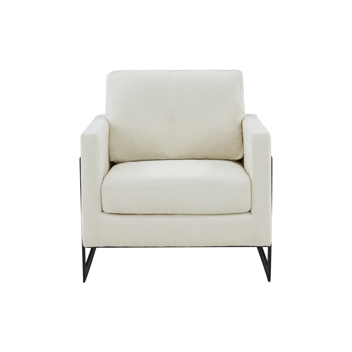 31" Cream And Black Fabric Club Chair