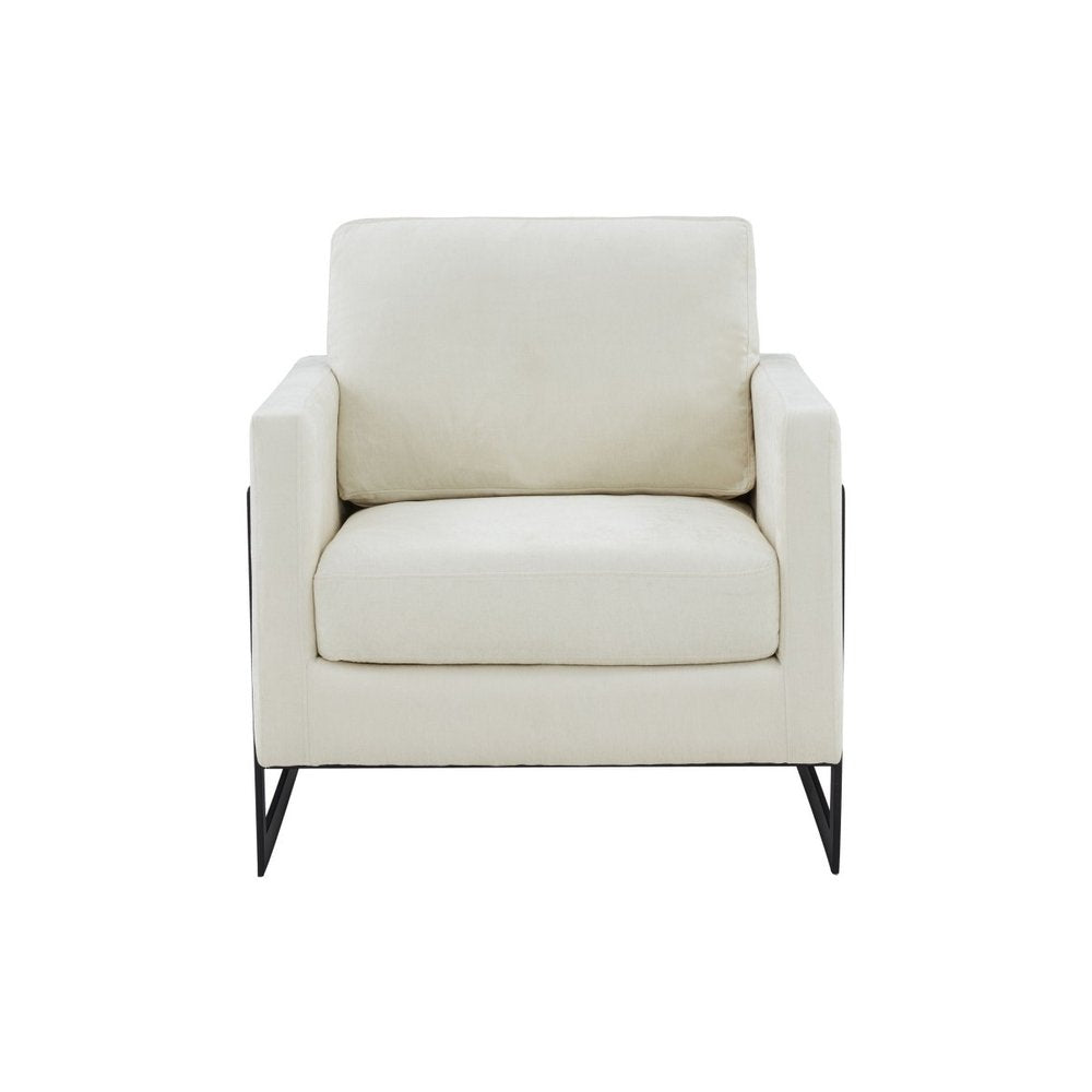 31" Cream And Black Fabric Club Chair HomeRoots