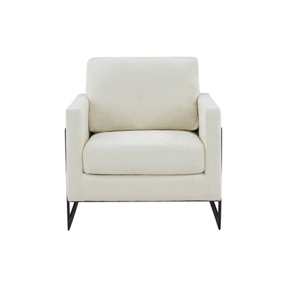 31" Cream And Black Fabric Club Chair HomeRoots