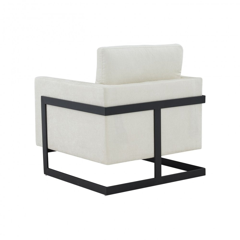 31" Cream And Black Fabric Club Chair HomeRoots
