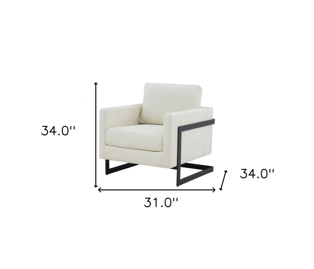 31" Cream And Black Fabric Club Chair HomeRoots