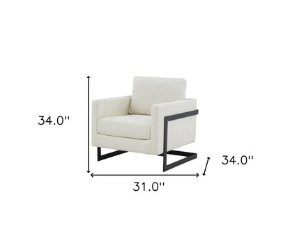 31" Cream And Black Fabric Club Chair HomeRoots