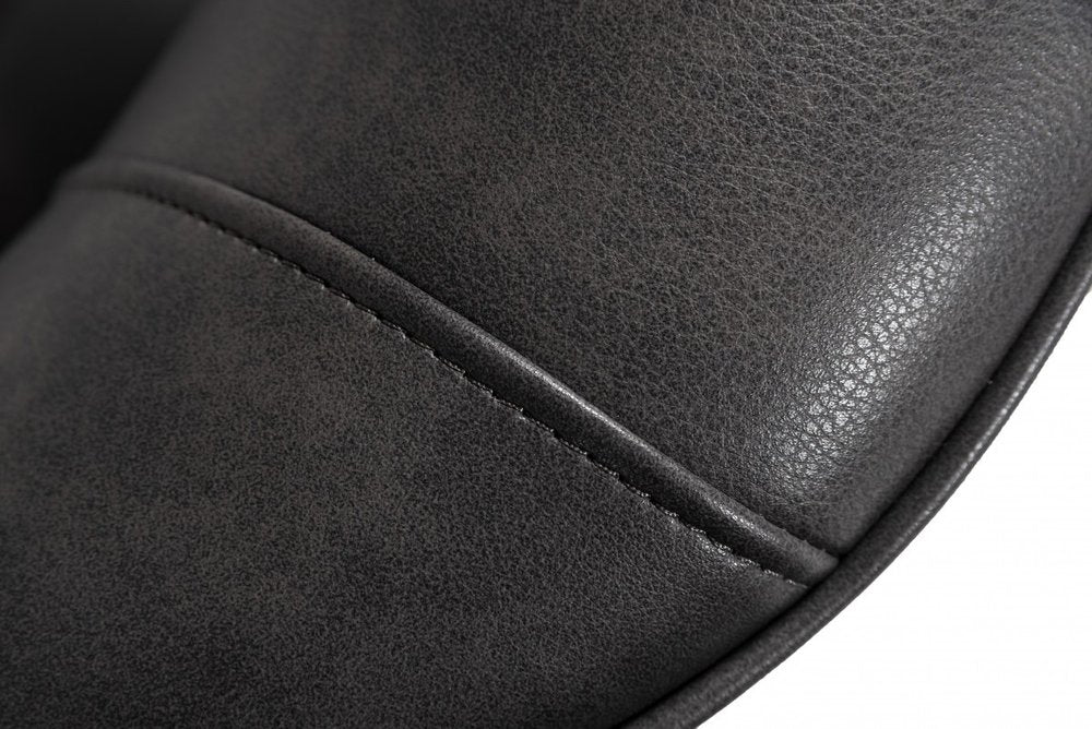 26" Dark Gray And Black Faux Leather Tufted Wingback Chair HomeRoots