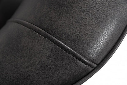 26" Dark Gray And Black Faux Leather Tufted Wingback Chair HomeRoots
