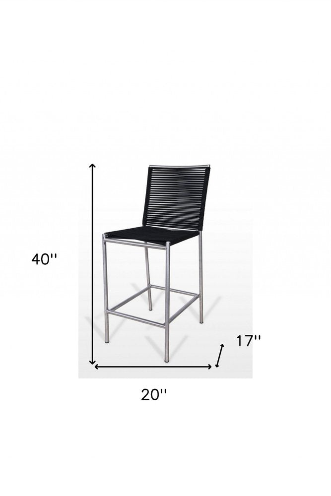 30" Black And Silver Fabric And Steel Bar Height Bar Chair HomeRoots