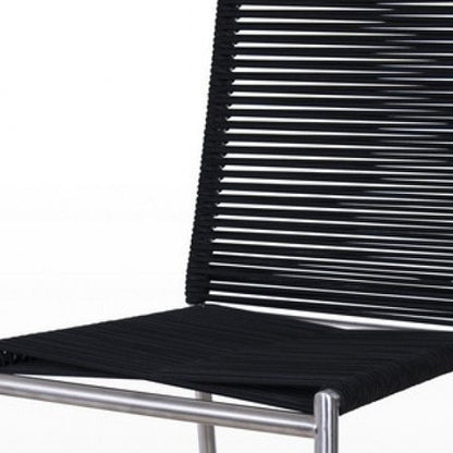30" Black And Silver Fabric And Steel Bar Height Bar Chair HomeRoots
