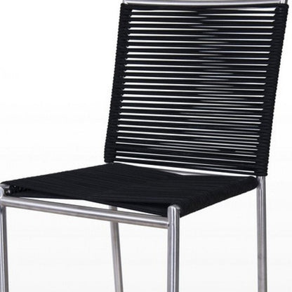 30" Black And Silver Fabric And Steel Bar Height Bar Chair HomeRoots