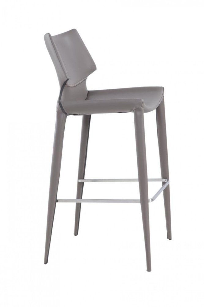 Set of Two 30" Gray Faux Leather And Steel Low Back Bar Height Bar Chairs HomeRoots