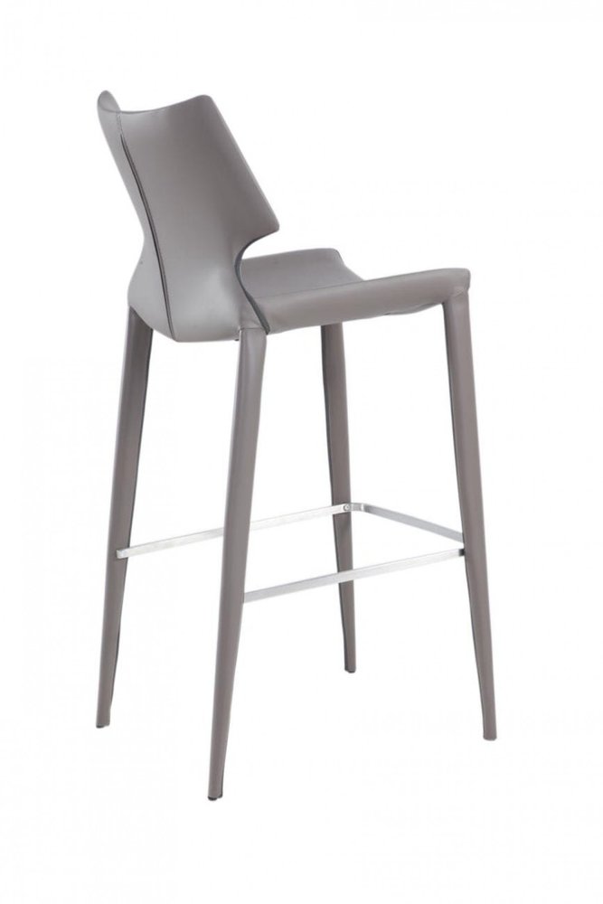 Set of Two 30" Gray Faux Leather And Steel Low Back Bar Height Bar Chairs HomeRoots