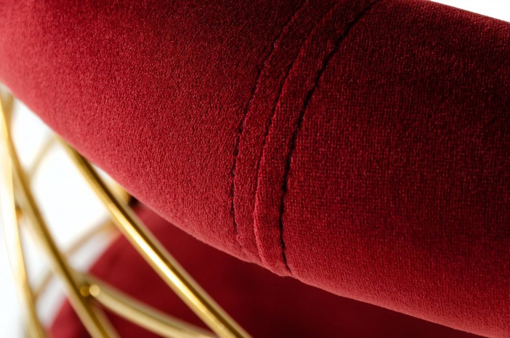30" Red And Gold Velvet And Steel Low Back Bar Height Bar Chair HomeRoots