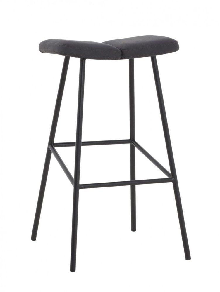 30" Gray And Black Fabric And Steel Backless Bar Height Bar Chair HomeRoots