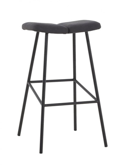 30" Gray And Black Fabric And Steel Backless Bar Height Bar Chair HomeRoots