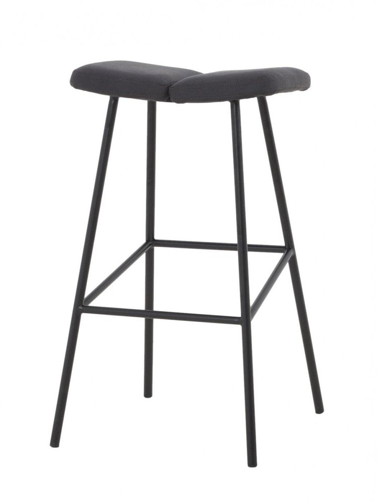 30" Gray And Black Fabric And Steel Backless Bar Height Bar Chair HomeRoots