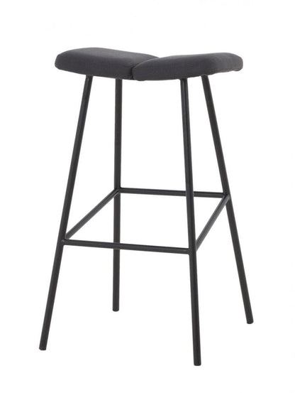 30" Gray And Black Fabric And Steel Backless Bar Height Bar Chair HomeRoots