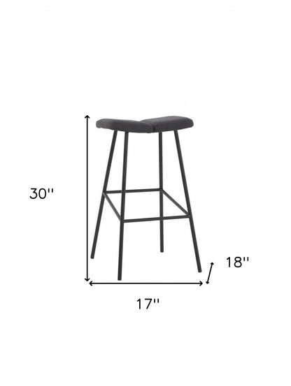 30" Gray And Black Fabric And Steel Backless Bar Height Bar Chair HomeRoots