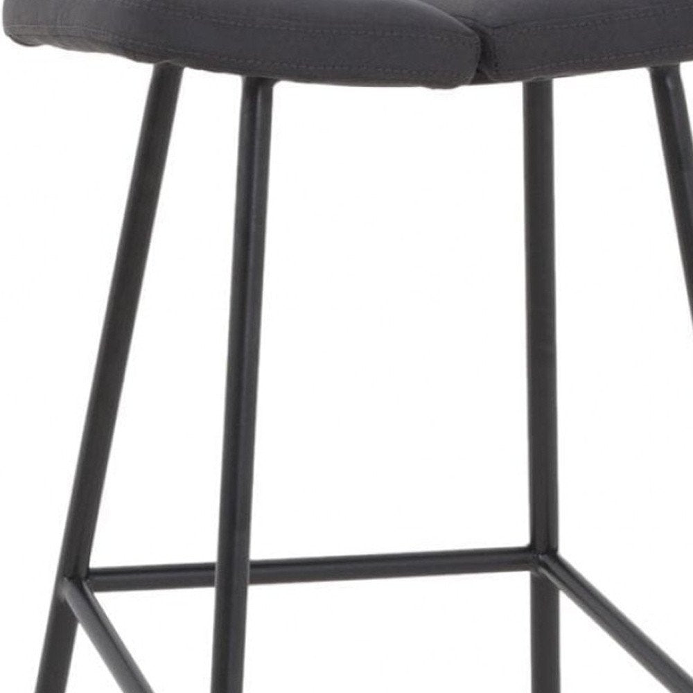 30" Gray And Black Fabric And Steel Backless Bar Height Bar Chair HomeRoots