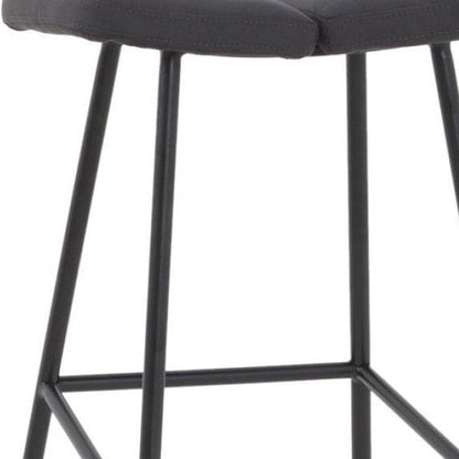 30" Gray And Black Fabric And Steel Backless Bar Height Bar Chair HomeRoots