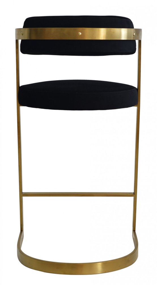 26" Black and Gold Velvet and Stainless Steel Low Back Counter Height Bar Chair HomeRoots