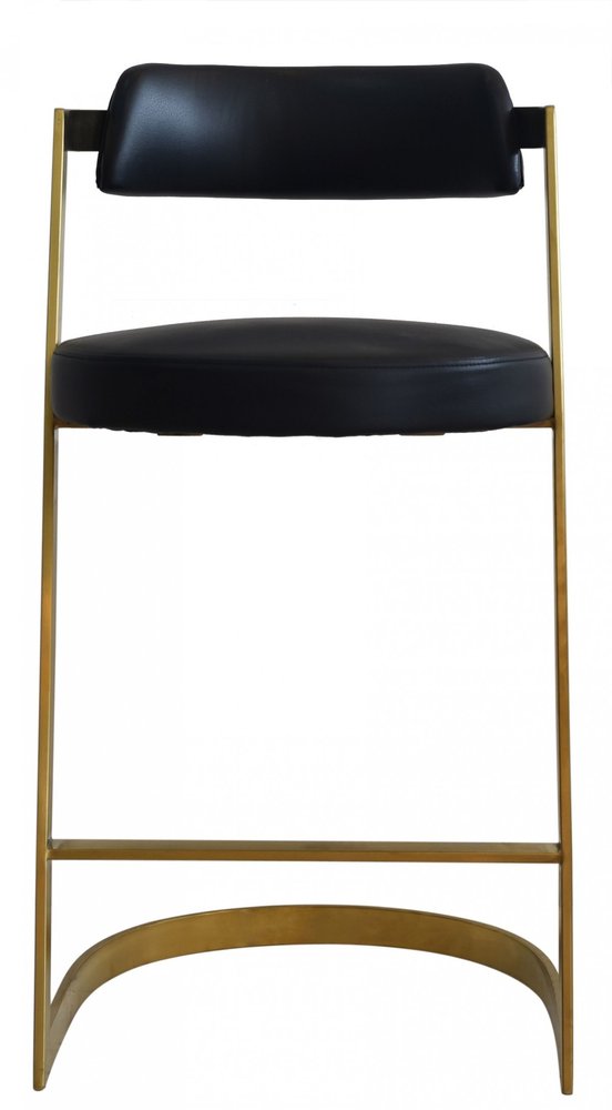 26" Black And Gold Faux Leather And Steel Low Back Counter Height Bar Chair HomeRoots