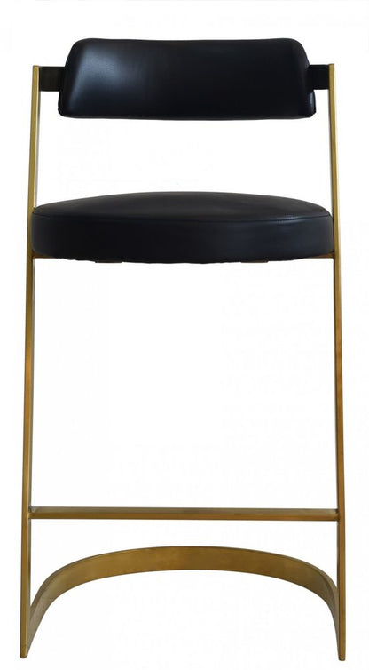 26" Black And Gold Faux Leather And Steel Low Back Counter Height Bar Chair HomeRoots
