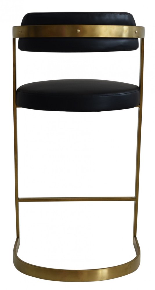 26" Black And Gold Faux Leather And Steel Low Back Counter Height Bar Chair HomeRoots
