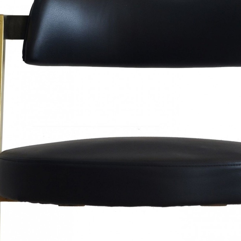 26" Black And Gold Faux Leather And Steel Low Back Counter Height Bar Chair HomeRoots