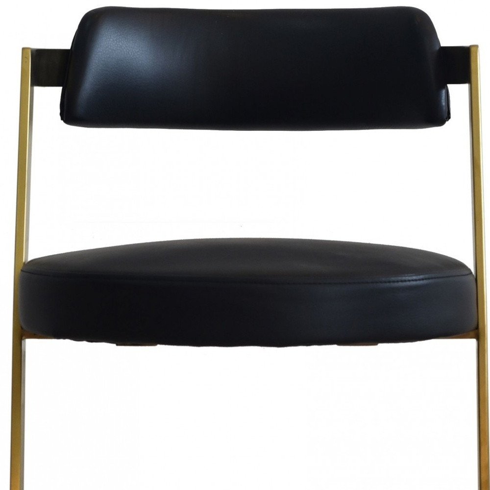 26" Black And Gold Faux Leather And Steel Low Back Counter Height Bar Chair HomeRoots