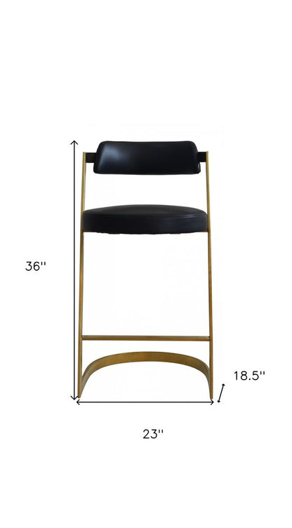 26" Black And Gold Faux Leather And Steel Low Back Counter Height Bar Chair HomeRoots