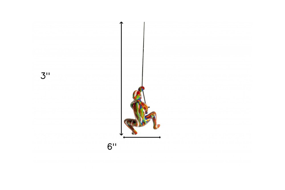 6" X 3" Rainbow Resin Climbing Man Hanging Dimensional Sculpture With Hooks — view 5
