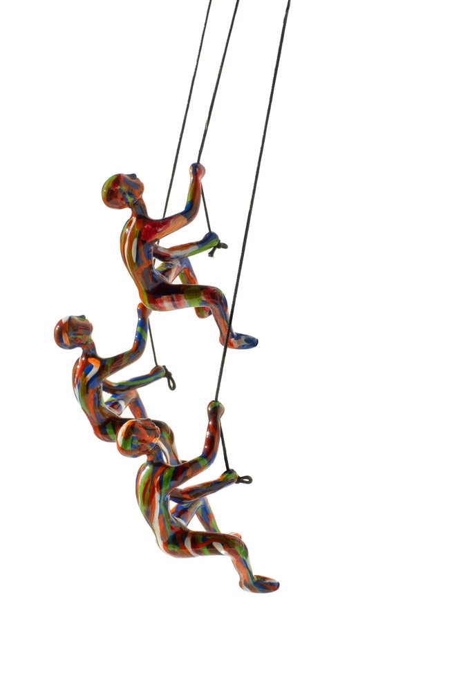 Set of Three Rainbow People Resin Climbing Man Hanging Dimensional Sculpture — view 2