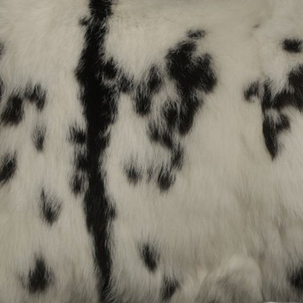 12" X 20" Black And White Rabbit Natural Fur Throw Pillow — view 3