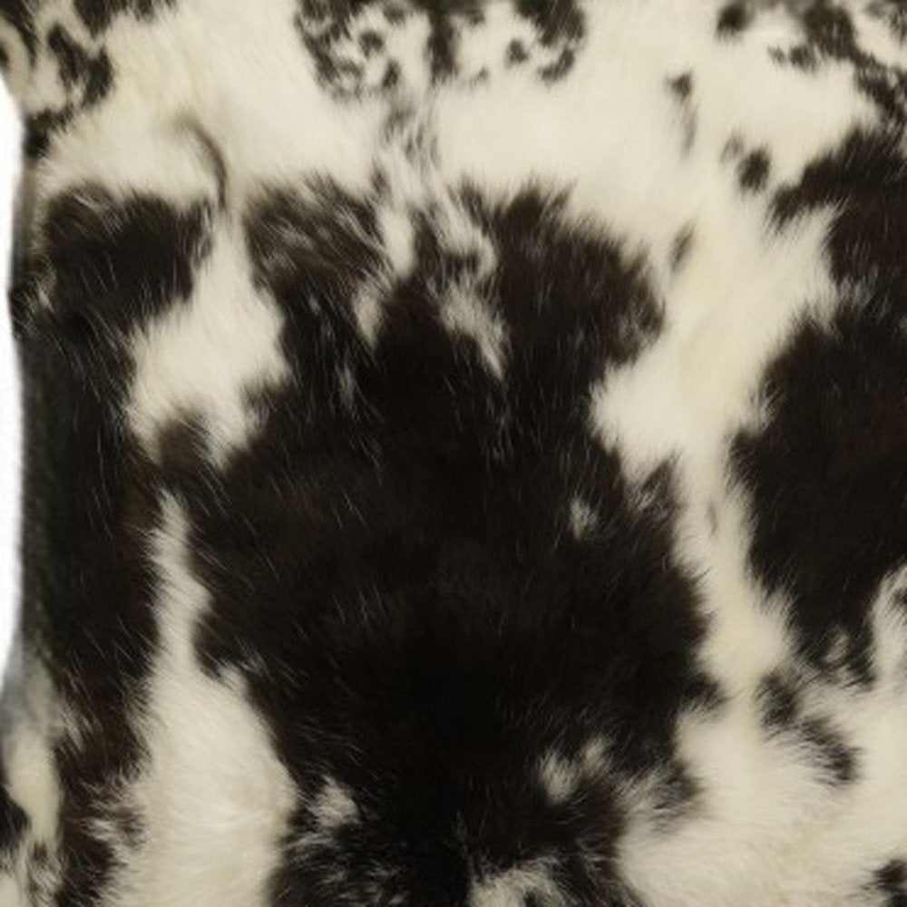 Set of Two 18" Black and White Rabbit Natural Fur Throw Pillow — view 4