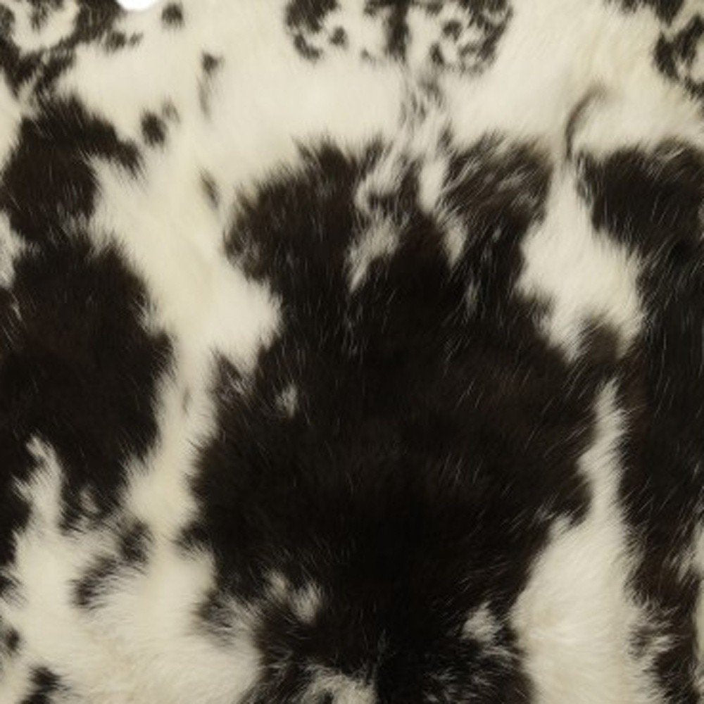 Set of Two 18" Black and White Rabbit Natural Fur Throw Pillow — view 2