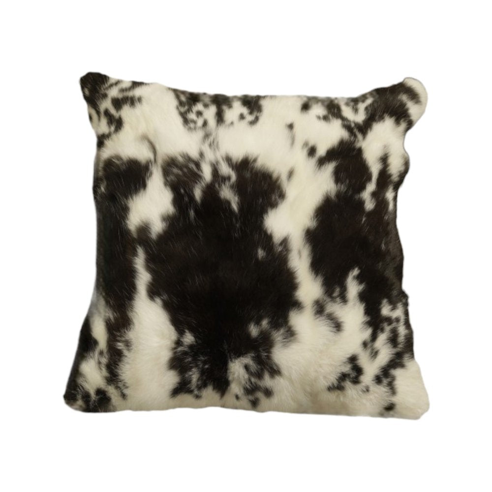 Set of Two 18" Black and White Rabbit Natural Fur Throw Pillow — view 6
