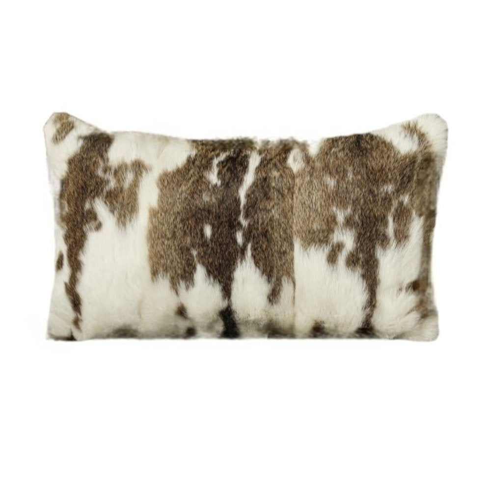 Set of Two 12" X 20" Brown and White Throw Pillows — view 3