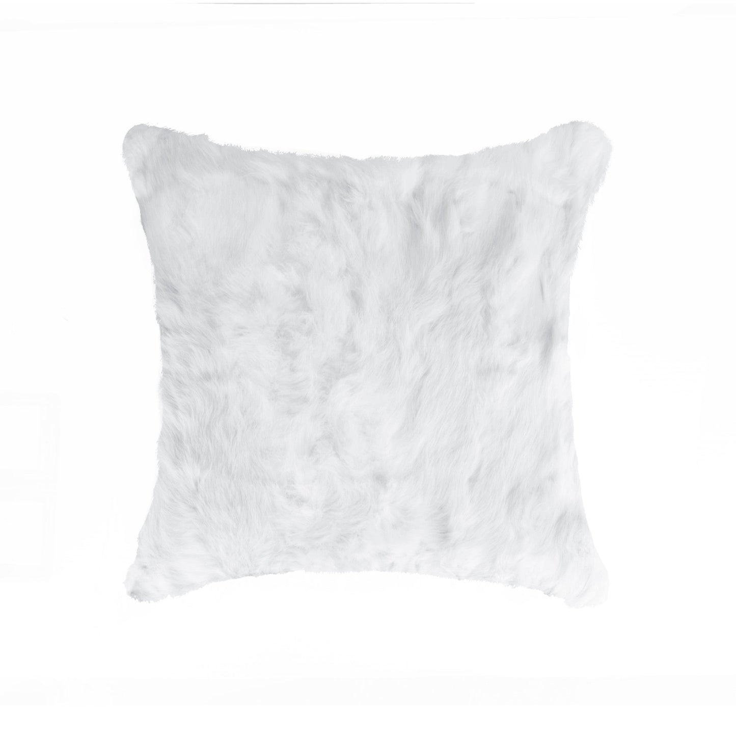 Set Of Two 18" White Rabbit Zippered Natural Fur Throw Pillows FurniFindUSA